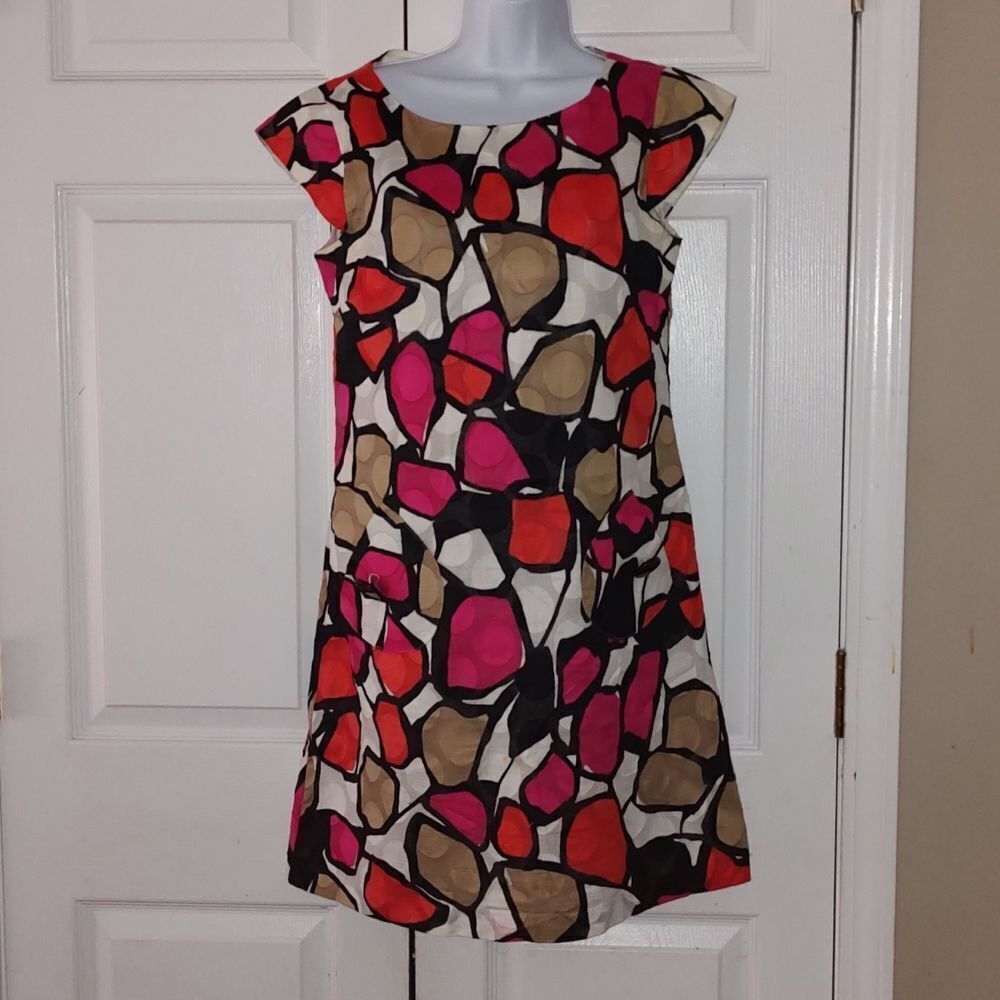 Kim Rogers cap sleeve multicolor dress  Sz 6